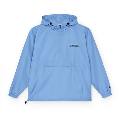 Light Blue Packable Anorak Jacket — Champion Windbreaker Pullover