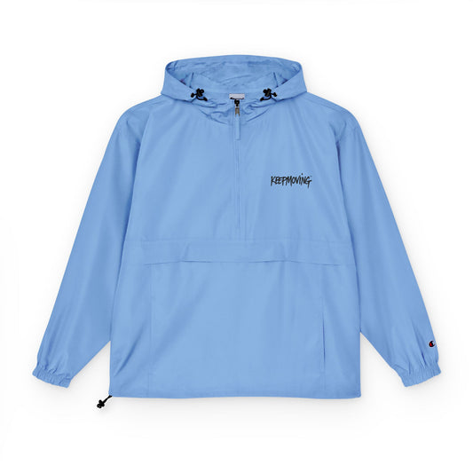 Light Blue Packable Anorak Jacket — Champion Windbreaker Pullover
