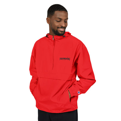 Light Blue Packable Anorak Jacket — Champion Windbreaker Pullover