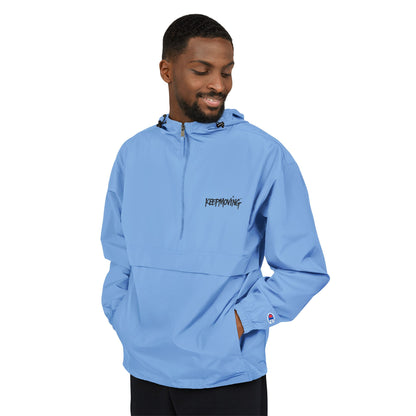 Light Blue Packable Anorak Jacket — Champion Windbreaker Pullover
