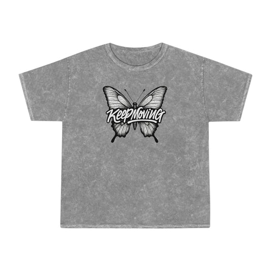 Keep Moving Butterfly Mineral Wash T-Shirt — Inspirational Graphic Tee